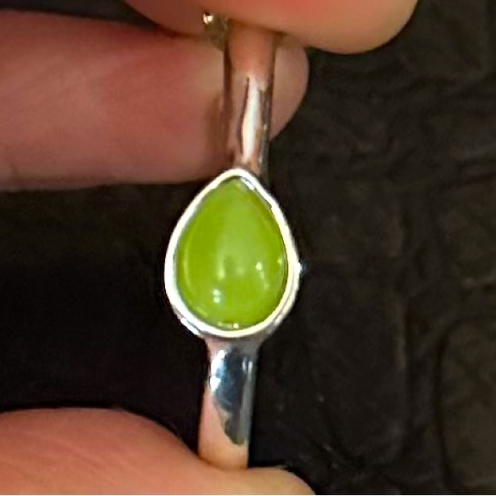 Silver Earrings with Green Stone